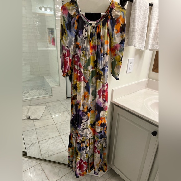 Anthropologie Meadow Rue Maxi Dress with black sash belt Size 0 - Picture 1 of 5